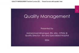 A Workshop to be Held on Total Quality Management for Students of the Faculty of Business at the Arab American University